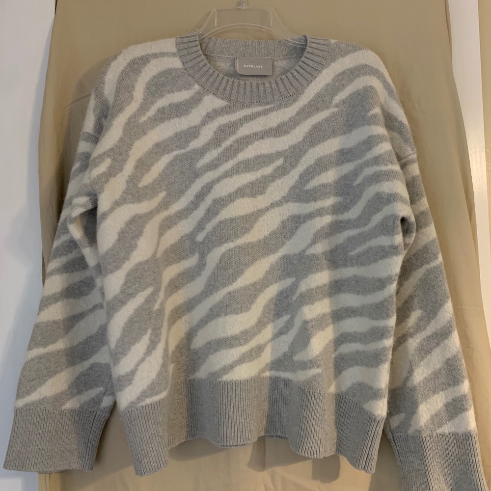 Everlane Zebra Pattern Crew Neck Sweater